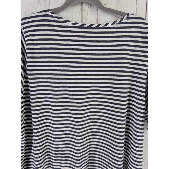 Croft Barrow Plus Size 2X Womens Blue White Striped Embroidered Short Sleeve Top - Picture 6 of 8